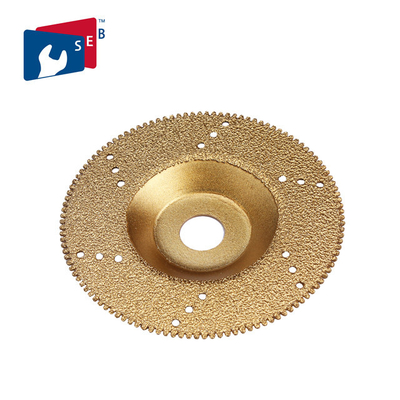 China Gold Color Flat Vacuum Brazed Diamond Cup Wheel 22.23 Mm Hole For Marble Slab supplier