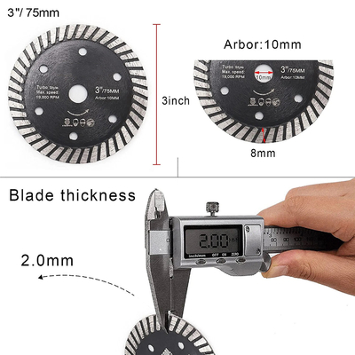 Hot Press Sintered 75mm Diamond Saw Blade Super Thin Turbo Cutting Granite