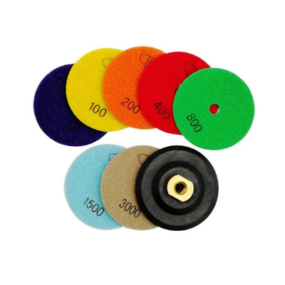 7pcs 4 Inch Dry Diamond Polishing Pads Set With M14 Rubber Backer